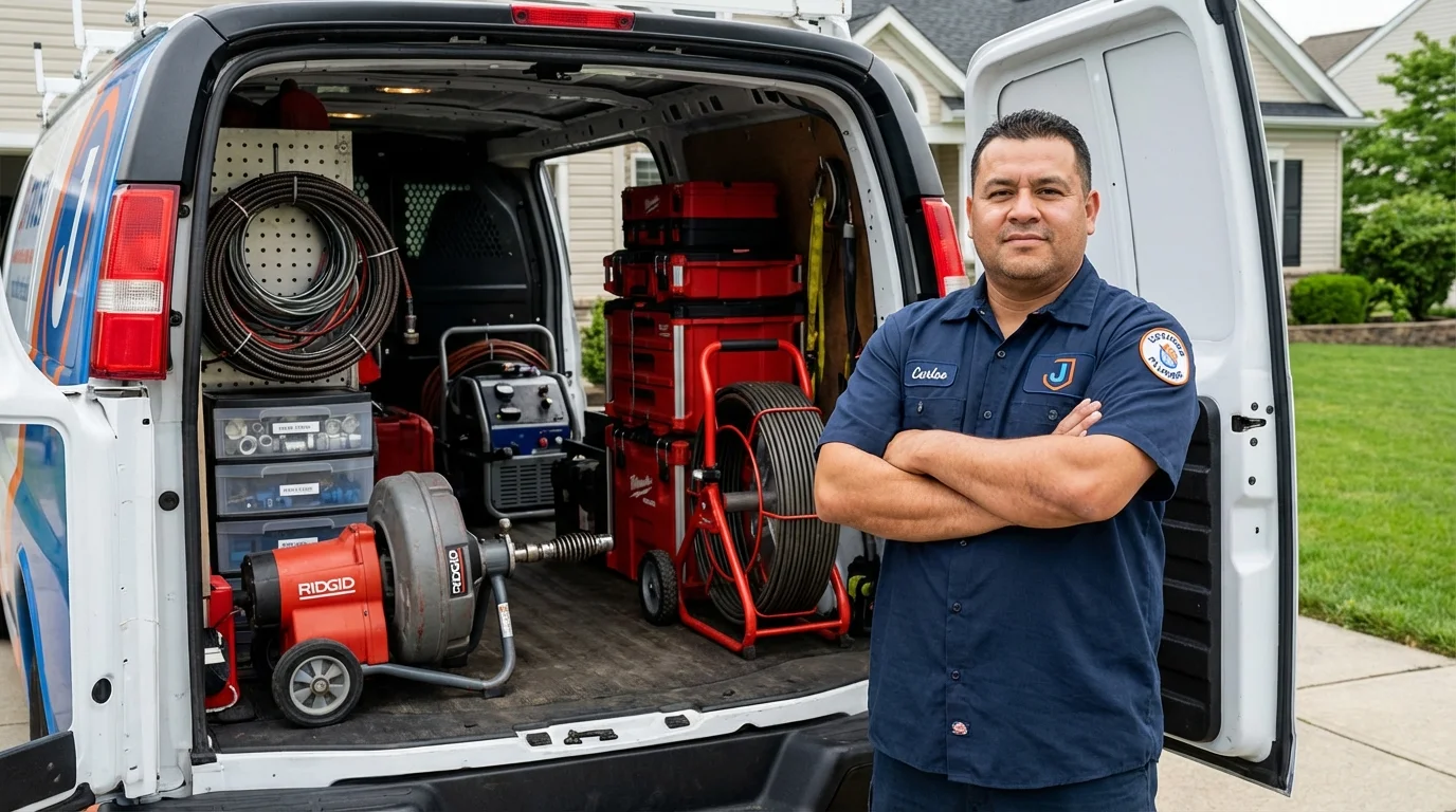 Professional drain cleaning equipment and Johns Plumbing LLC plumber in Belle Glade