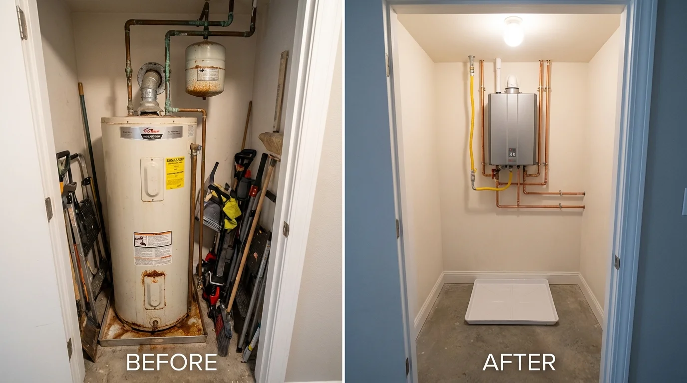 Tank water heater versus wall-mounted tankless unit comparison for Belle Glade, FL homeowners