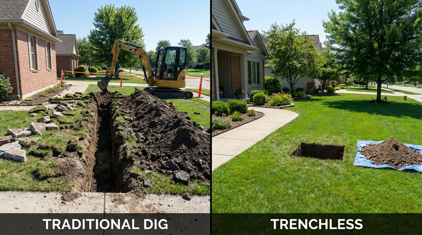 Trenchless sewer repair with minimal yard damage versus traditional excavation in Belle Glade, FL